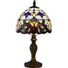FUMAT Lampada Tiffany da Tavolo con Paralume in Vetro Colorato per Soggiorno, Camera da Letto, Studio e Tavolino da Caffè