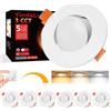 YindaLux Faretti Led da Incasso per Cartongesso Dimmerabili, Bianco Caldo 3000K Bianco Naturale 4000K Bianco Freddo 6000K 5W Bianco, IP44, 45° Orientabili, Diametro Foro Ø68-80mm, AC 220-240V, Set di 6