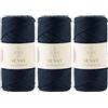S SENSY Sensy, 3 matasse di corda da 1,5 mm in poliestere, 100% polipropilene, per macramè, uncinetto, filo per lavori a maglia, regalo per maglieria (blu navy)