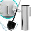 Hovea - Scopino WC Sospeso - Scopino Silicone e Metallo - Nessuna Foratura - Montaggio a Parete con Adesivo o Vite - Acciaio Inox 304 - Porta Scopino Bagno WC - WC3611