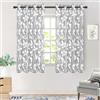 MRTREES Tende Trasparenti in Voile Corte con Occhielli per Interni Finestre Camera da Letto 2 Pezzi, 140x160 CM, Tenda Grigia con Stampa di Foglie per Cucina Soggiorno Salotto Eleganti