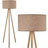 BAKAJI Lampada Piantana da Terra Design Moderno Struttura in Legno Luce Lampadina E27 60 W con Paralume in Tessuto Base Treppiede Dimensione 150 x 45 cm Arredamento Casa (Beige)