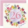 Stuff4 26° Biglietto Auguri Compleanno Donne | Acquerello Tulipani Fiori Mazzo