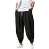 MKIUHNJ Pantaloni da allenamento in stile giapponese, da uomo, con coulisse, leggeri, larghi, casual, da uomo, per il tempo libero, pantaloni estivi, B1 nero, XL