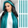 FESHFEN Extension Capelli Colorati Clip - 10 Pezzi Ciocche Capelli Verde Acqua Colorate Extensions con clip per Carnevale e Feste per Donna, 55 cm