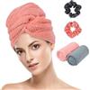 AOOWU Asciugamano Capelli in Microfibra con Texture Waffle, 2 Pezzi Turbante Capelli Morbido con 2 Fascia Elastica, Turbante Asciugacapelli Capelli Super Assorbente, per Donna Capelli Lunghi Ricci