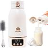 Jolly Mino Scaldabiberon Portatile Senza Fili, Scalda Biberon Neonato Portatile, Riscalda Latte e Acqua 500ml Ricarica Veloce, Funzione Pastorizzazione Spazzola per Pulizia Ideale per Notte e Uscite