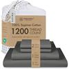 Threadmill Home Linen Threadmill, Set di lenzuola di lusso in 100% cotone Supima, lussuose lenzuola di cotone a 1200 fili, per letto queen size, 4 pezzi, set di lenzuola grigio scuro, set di lenzuola con angoli profondi