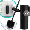 Hovea - 2x Scopino WC Sospeso Nero - Scopino Silicone e Metallo - Nessuna Foratura - Montaggio a Parete con Adesivo o Vite - Porta Scopino Bagno WC - WC3620