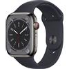 Apple Watch Series 8 Acciaio inossidabile 45 mm (2022) | GPS + Cellular | grafite | Cinturino Sport Mezzanotte
