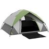 Outsunny Tenda 2 Posti con Finestra a Rete e Gancio per Lanterna, Tenda per Campeggio Impermeabile 3000 mm con Borsa di Trasporto in Poliestere, 210x150x110 cm, Grigio e Verde