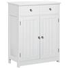 kleankin Mobile Bagno a 2 Ante con Ripiano Regolabile e 2 Cassetti, Armadietto Bagno Salvaspazio in Legno, 60x30x75 cm, Bianco