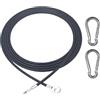CampTeck U7281 Cavi Palestra in Acciaio Inossidabile, Cavo Fitness, Fitness Cavo Acciao per Puleggia Macchine da Palestra con 2 Moschettoni - Nero - 3m