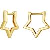 Qings Orecchini a Cerchio Stelle Donna Ragazze - Qings Argento Sterling 925 Piccoli Star Geometrico ipoallergenici Orecchino Oro a Forma di Stella Regalo di Gioielli