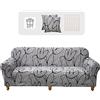 Lydevo Copridivano Elasticizzato 4 Posti Fodere Copri Divano con Braccioli con 2 Copricuscini Moderno Copridivano Fantasia Universale Antiscivolo Lavabile Divano Protector,Fiori Grigi