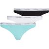 Calvin Klein Donna Perizomi Confezione da 3 Thong Intimo, Multicolore (Black/Beau Blue/White), L