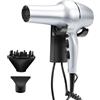 QL Asciugacapelli da Parete,Phon per Capelli Professionale Ionico,Supporto Murale,AC Motore Brushless 2200W per Hotel,Salone,Argento