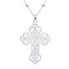 WANDA PLATA Collana Croce Donna Ragazza Argento 925, Ciondolo Croce Pendente con Crocifisso e Catena 45 cm + 5 cm, Gioielli Scatola Regalo Comunione