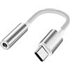 PADCR Adattatore per cuffie USB C, da USB-C a jack da 3,5 mm, universale, colore: argento