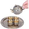 Hapivida Set da Tè Asiatico in Lega di Zinco, 4 Tazze da Teiera Cinese con 1 Vassoio da Tè, Servizio da Tè in Metallo Vintage per Amanti Del Tè/Donne/Uomini