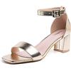 Hitmars Sandali Donna con Tacco Estivi Scarpe Cinturino Alla Caviglia Fibbia Punta Aperta Eleganti Cerimonia Oro Taglia 36 EU