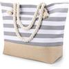 ViEinkaufen Borsa da spiaggia impermeabile, borsa da spiaggia da donna con cerniera, borsa tote estiva in tela a righe borsa da viaggio riutilizzabile borsa a tracolla per piscina, palestra, picnic