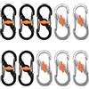 Xrten 10 Pezzi Moschettone Con Gancio S,Campeggio All'Aperto Gancio S Forma Moschettone Sgancio Rapido Doppio Lock a Doppia Fibbia Mini Moschettoni Portachiavi in Acciaio Inox per Zaino