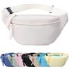 Mayoii Marsupio da donna, marsupio per donne e uomini con cintura regolabile, 2 tasche con cerniera, grande capacità, marsupio leggero adatto per l'uso quotidiano, A-Bianco, 120 cm (maximum width