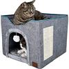 YUDOXN Casa Pieghevole per Gatti Con Terrazza, Cuccia per Cani Piccoli, Palla Morbida da Appendere e Grattare, Grigio (Small)