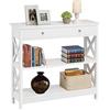 Yaheetech Tavolo Consolle da Ingresso Tavolino con Cassetto Grande Mobiletto da Soggiorno Tavolino Corridoio Bianco 80 x 30 x 80 cm