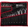 Schmith Set di chiavi combinate ad anello, 8 - 32 mm, in acciaio al carbonio, set di chiavi a cricchetto con custodia arrotolabile, set di chiavi inglesi forgiate a mano, 17 pezzi