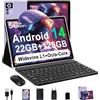 ZIOVO Android 14 Tablet 10 Pollici, 22GB RAM+128GB ROM (TF 1TB), 5G WiFi Tablets, Supporto Widevine L1/Octa-Core/8000mAh/Corpo Metallico/8+5MP, 2 in 1 Tablet PC con Tastiera e Mouse- Viola