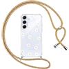 Yoedge Cover con Cordino per Samsung Galaxy A55 5G 6,5, Trasparente Aesthetic Disegni Fiori Custodia con Collana Tracolla Laccio, Sottile TPU Silicone + PC Antiurto Protettiva Case per Samsung A55,13