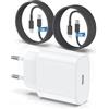 QZIIW Caricatore Per iPhone, adattatore veloce del caricabatterie 20W PD USB C Wall con 1M e 2M di tipo C per fulmine via cavo Lightning compatibile per iPhone 14 13 12 11 Pro Max XR XS X,iPad