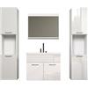 trendteam smart living - Haven - Set di mobili da bagno - Bianco/Bianco laccato lucido - 102 x 133 x 40 cm (larghezza x altezza x profondità) - Armadietto da appendere con lavabo in ceramica, 2 armadi