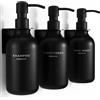MaisoNovo Dispenser Per Shampoo E Balsamo - Dispenser Per Sapone Da Doccia Con Montaggio A Parete - Set Da 3 Flaconi In Plastica Nera Da 500 ml Con Pompe Nere - 3 Scomparti Senza Foratura