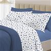 PENSIERI DELICATI Completo Letto Matrimoniale 100% Cotone, Completo 250x300 Comprensivo di Lenzuolo Sotto, Lenzuolo Sopra e 1 Federa a due Volant, Made in Italy, Fantasia Dandy Azzurro