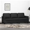 Gecheer Divano,per Soggiorno,Moderno,con 3 Posti,in Similpelle,Nera,Piedi Neri,200x77x80 cm,Divano in Ecopelle Moderno,Divano Moderno,Divano in Pelle Artificiale,Divano 3 Posti Moderno