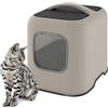 Ligo Lettiera Gatto chiusa Lettiera per Gatti con Filtro e Paletta contenitore sabbia igienico per gatto (BEIGE, OLIMPIA)