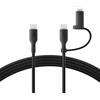 Belkin Cavo di ricarica 2 in 1 con connettori USB-C e Lightning, cavo di ricarica rapida intrecciato, cavo usb c - usb c e Lightning, cavo ricarica multiplo per iPhone, iPad, Samsung e altri, nero
