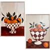 DRW Pala in legno con fruttieri con dipinto a mano in arancione. Bianco e marrone 24 x 2 x 34 cm