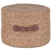 Villa d'Este Home Tivoli 1996 Pouf tondo in fibra naturale 30xh.20 cm, impugnatura in poliuretano, Natural