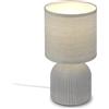 Briloner - Lampada da tavolo con paralume in tessuto, interruttore a cavo, base in ceramica, lampada camera da letto, lampada, lampada da comodino, 15x28 cm (DxH), grigio