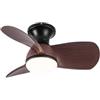 wonderlamp Ventilatore da soffitto piccolo ø64 cm silenzioso LED Mancato Nero+rovere CCT 3000-4000-6000K, intensità regolabile 20 W