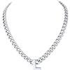 Richsteel Lettere A-Z Collana Uomo Argento Collana Cubana 7 MM Uomo Acciaio 46+5 CM Collana Iniziale Cuban Chain San Valentino Regalo Uomo