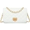 HAKSIM Borsa a tracolla trapuntata da donna, in pelle a reticolo, con catena, bianco, Small