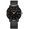 CRRJU Orologio Uomo da Polso Ultra Sottile, Minimalista Quadrante Classico Maglia Acciaio Inossidabile Cinturino, Impermeabile Analogico Quarzo, Elegante Unisex Orologi con Data (Nero-Rose Gold)