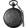 Tiong Vintage Bronzo/Argento/Oro/Nero Orologio da Tasca al Quarzo per Uomini Numeri Arabi Quadrante Bianco Orologi da Tasca da Uomo con Catena, 62-nero, Retrò