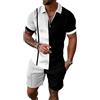 KUAKEA Uomo Versatile Polo Shirt Beach Shorts Suit Tracksuit 2pcs Estate Outfit Camicia a Maniche Corte e Pantaloncini Uomo Athetic Running Sets XXL