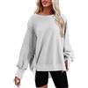 DABAOK Pullover in cotone Maglioni da donna Felpa colorata con spacco laterale a maniche lunghe Pullover Slouchy Fit Top Giacca sportiva con cappuccio, Grigio, M